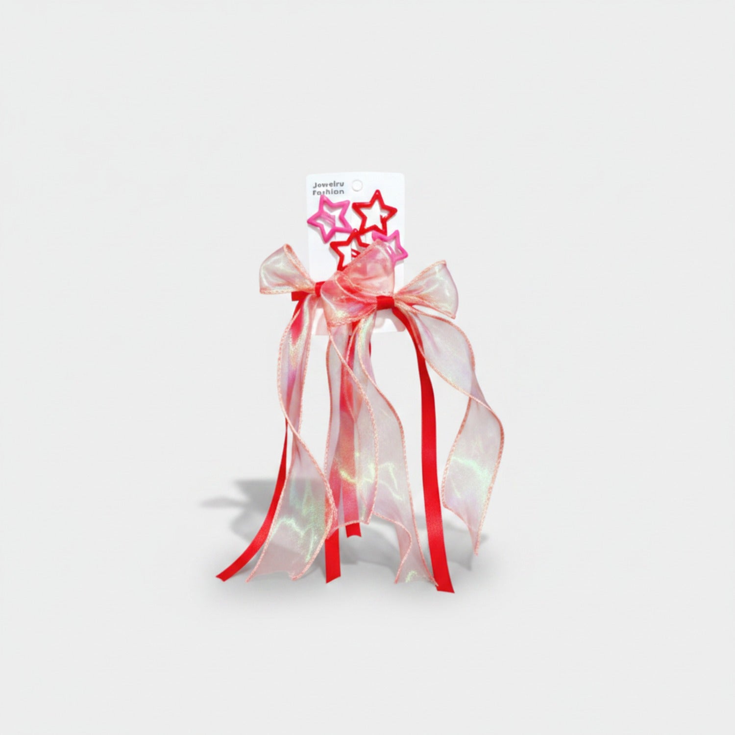 Star Charm Ballet Ponytail Clip Set Red