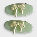 Sage Green Bow Hair Clips Pair – hair accessories (view 1)