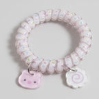Pink Beaded Hair Tie With Cute Cat Charm – hair accessories (view 1)