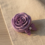 3D Flower AirPods Case with Beaded Charm - Purple Rose (for AirPods Pro 3)