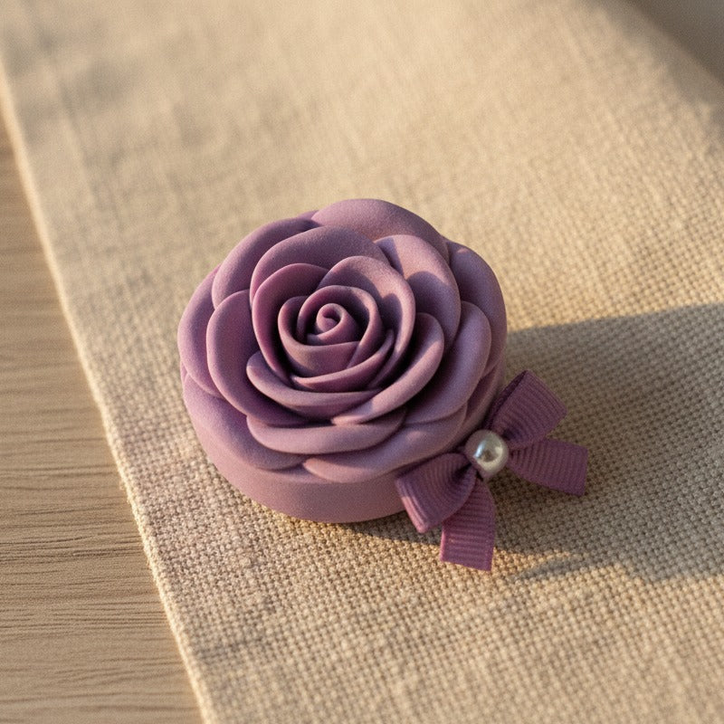3D Flower AirPods Case with Beaded Charm - Purple Rose (for AirPods Pro 3)