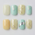 Pastel Glitter Press-On Nail Set - Mint & Cream
