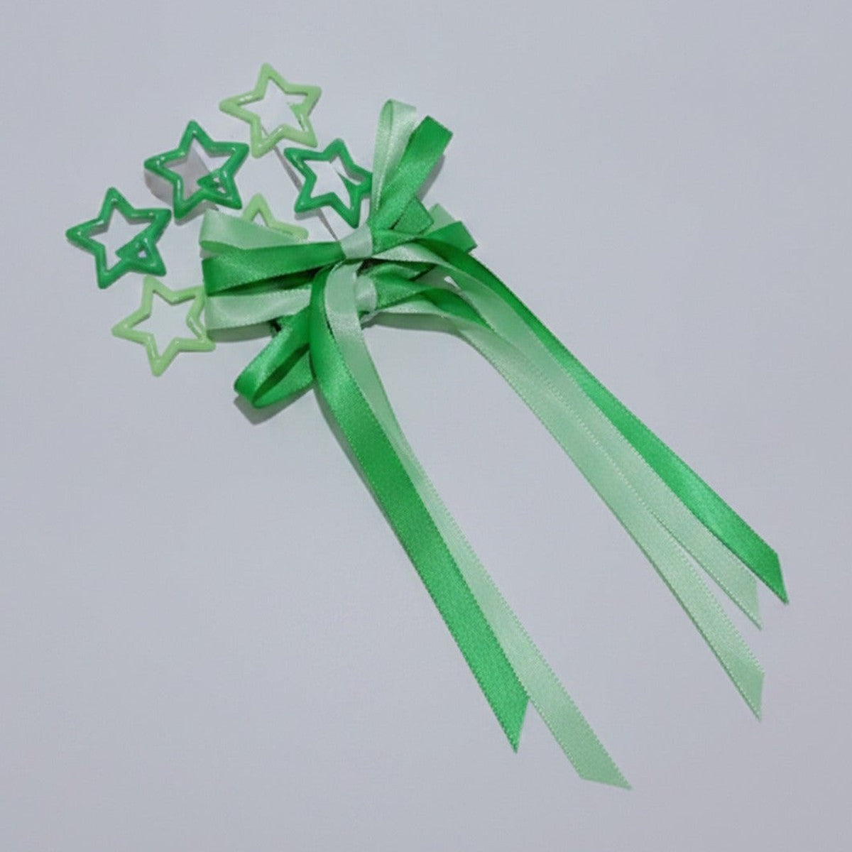 Star & Bow Hair Clip Set - Dual Green – hair accessories (view 1)