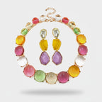 Rainbow Cabochon Beaded Necklace & Earrings Set – jewelry (view 1)