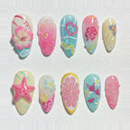 Ocean Bloom 3D Press-On Nails - Type 1