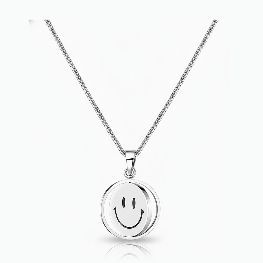 Silver Smiley Face Pendant Necklace – jewelry (view 1)