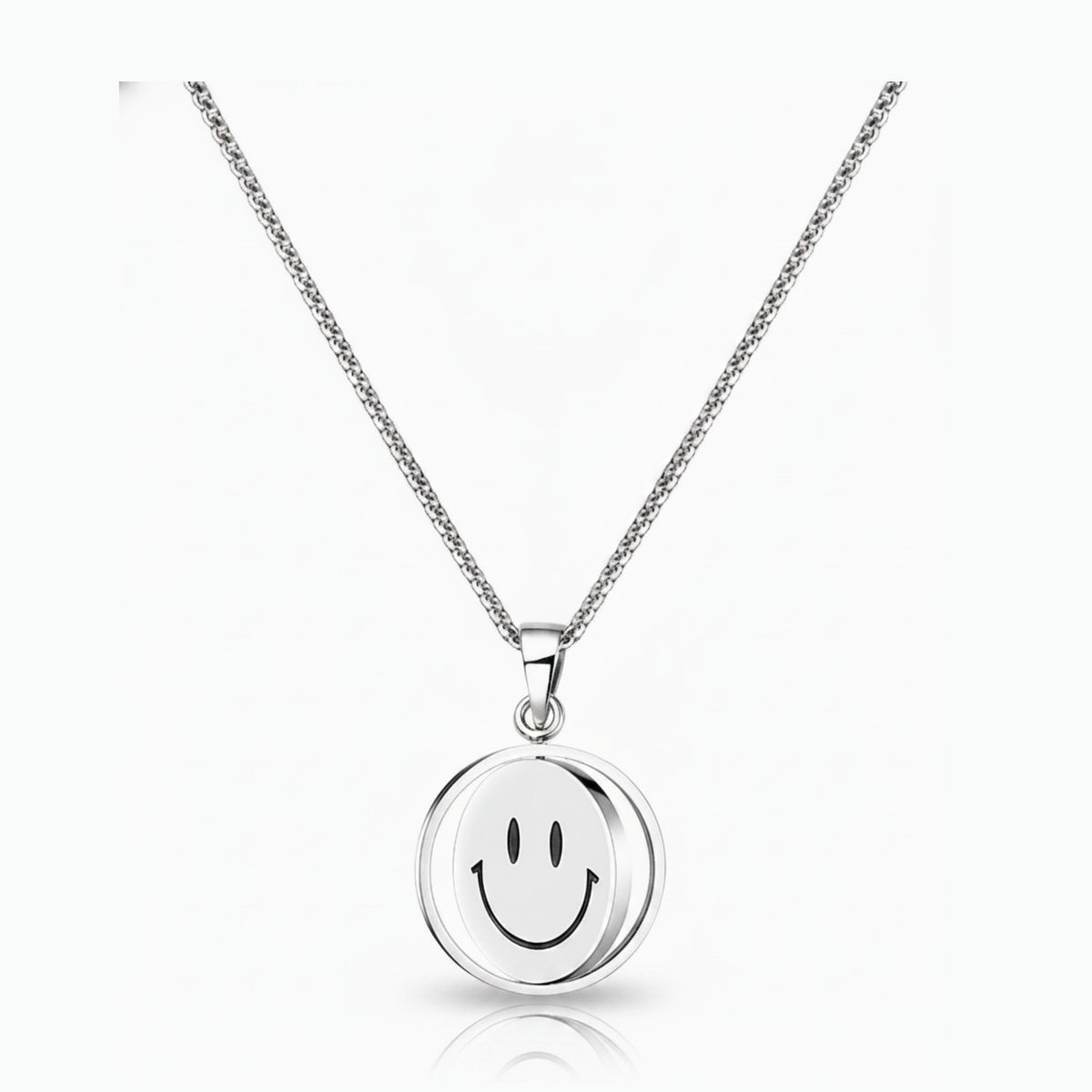 Silver Smiley Face Pendant Necklace – jewelry (view 1)