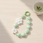 Beaded Heart Charm Keychain - Green