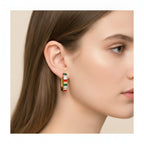 Rainbow Gem Chunky Hoop Earrings Rainbow Gems