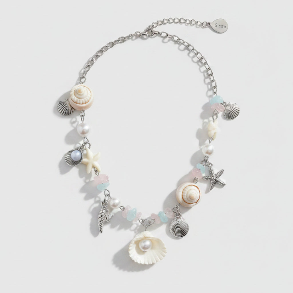 Beaded Ocean Charm Layered Necklace - Type 7