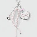 Pink Braided Heart Keychain With Bow Charm – novelty & toys (view 1)