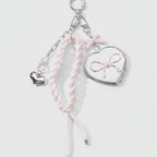 Pink Braided Heart Keychain With Bow Charm – novelty & toys (view 1)