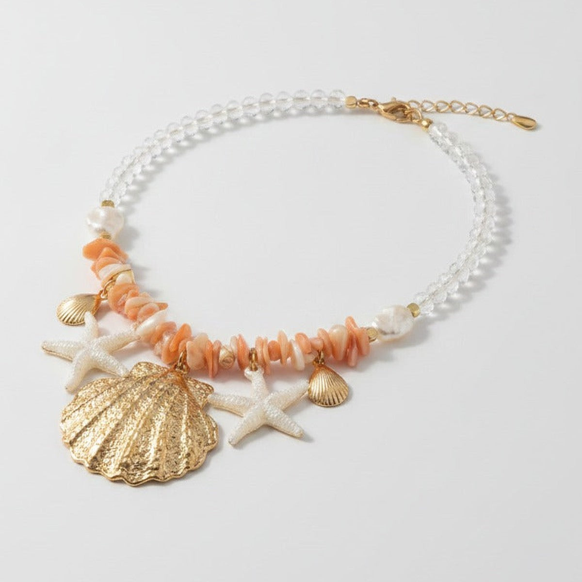 Beaded Ocean Charm Layered Necklace - Type 4