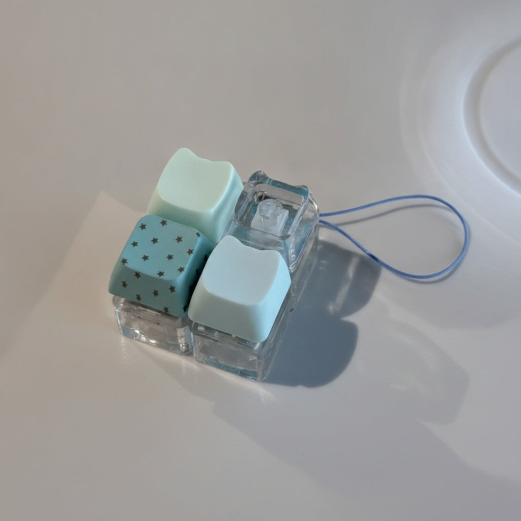Mini Keyboard Cap Keychain - Teal Dot