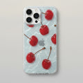Clear Wavy Red Cherry Design iPhone Case – tech (view 1)