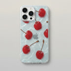 Clear Wavy Red Cherry Design iPhone Case – tech (view 1)