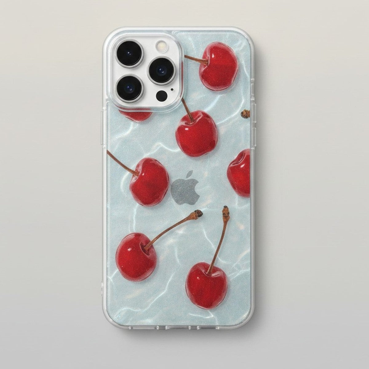 Clear Wavy Red Cherry Design iPhone Case – tech (view 1)