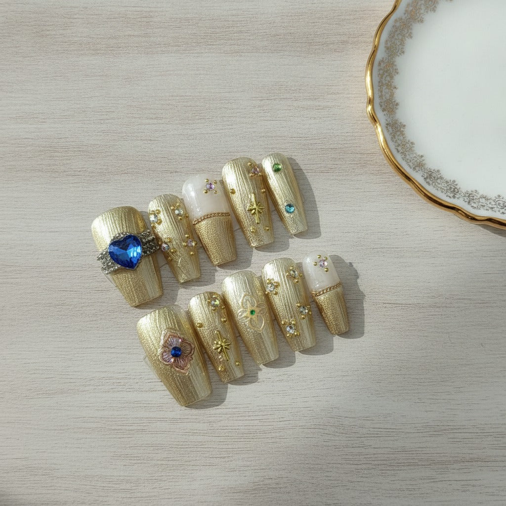 Celestial Coffin Ring Set - Gold & Sapphire