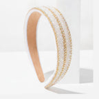 Beaded Rhinestone Padded Headband Gold White – hair accessories (view 1)