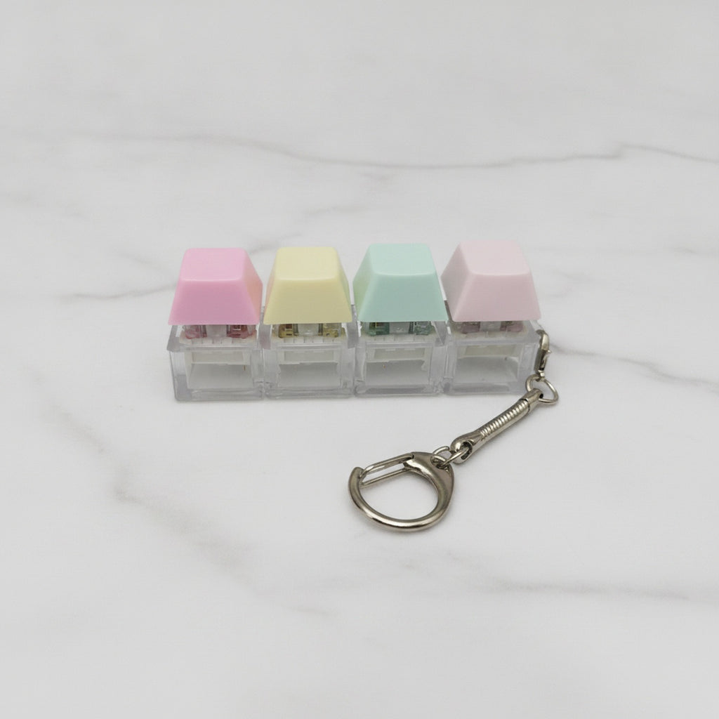 Four-Key Mechanical Switch Keychain - Clear Yellow