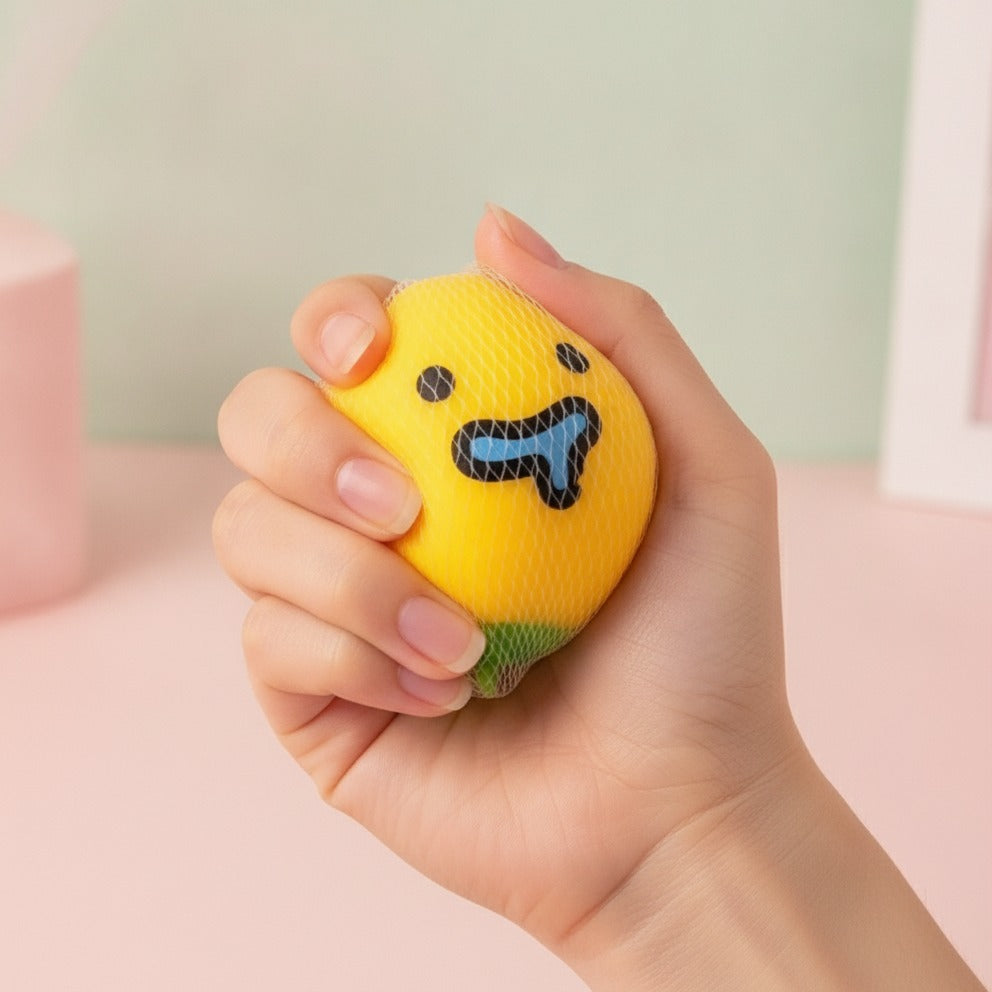 Rainbow Gradient Pear Squishy With Cute Face - squeeze in hand