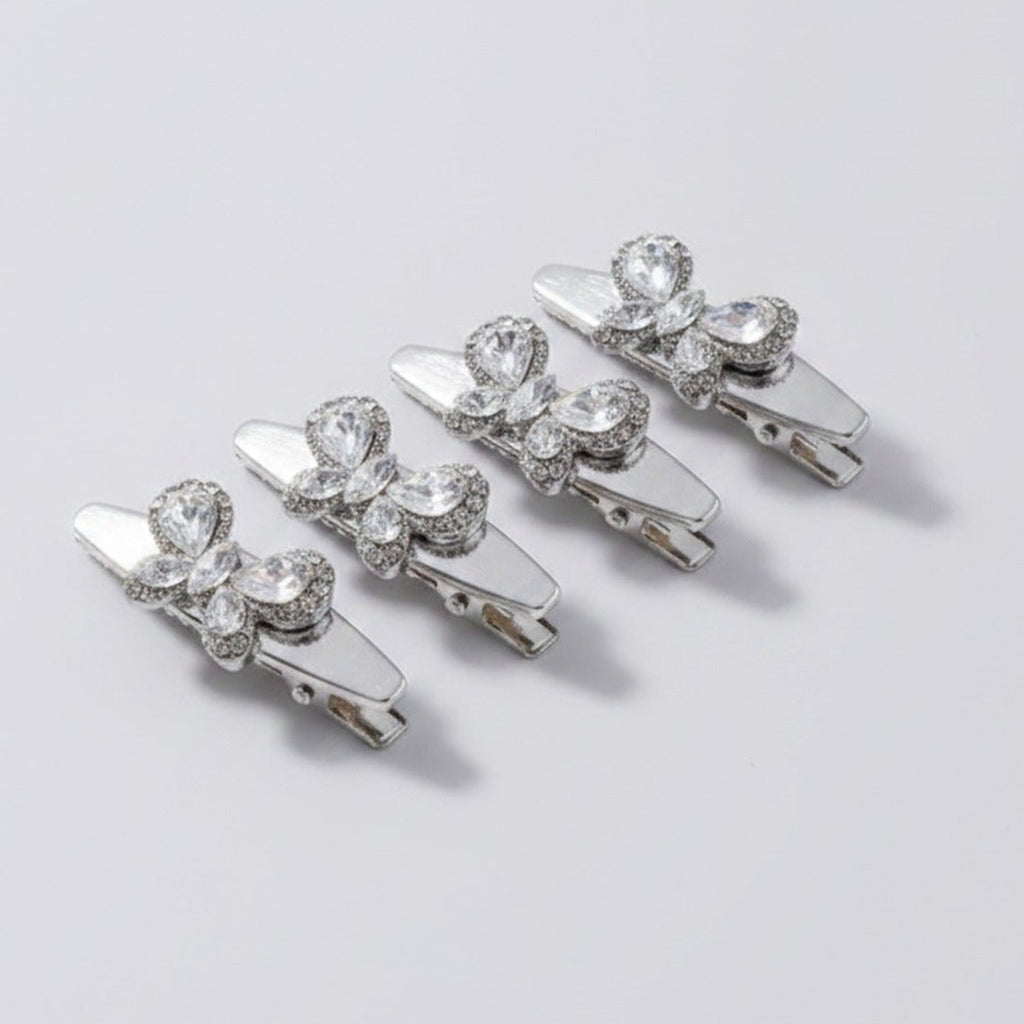 Gemstone Heart Claw Hair Clip Set - Crystal Butterfly – hair accessories (view 1)
