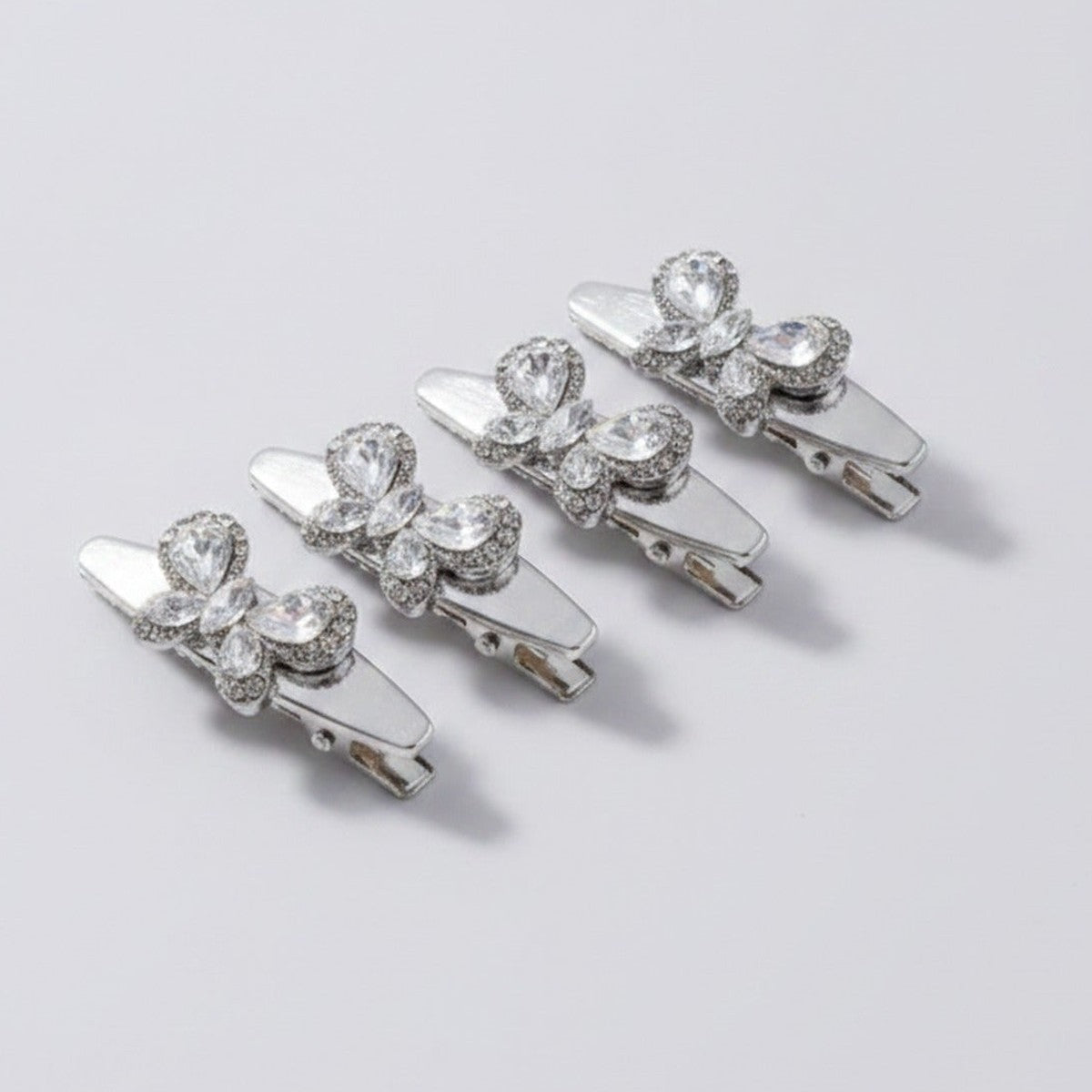 Gemstone Heart Claw Hair Clip Set - Crystal Butterfly – hair accessories (view 1)