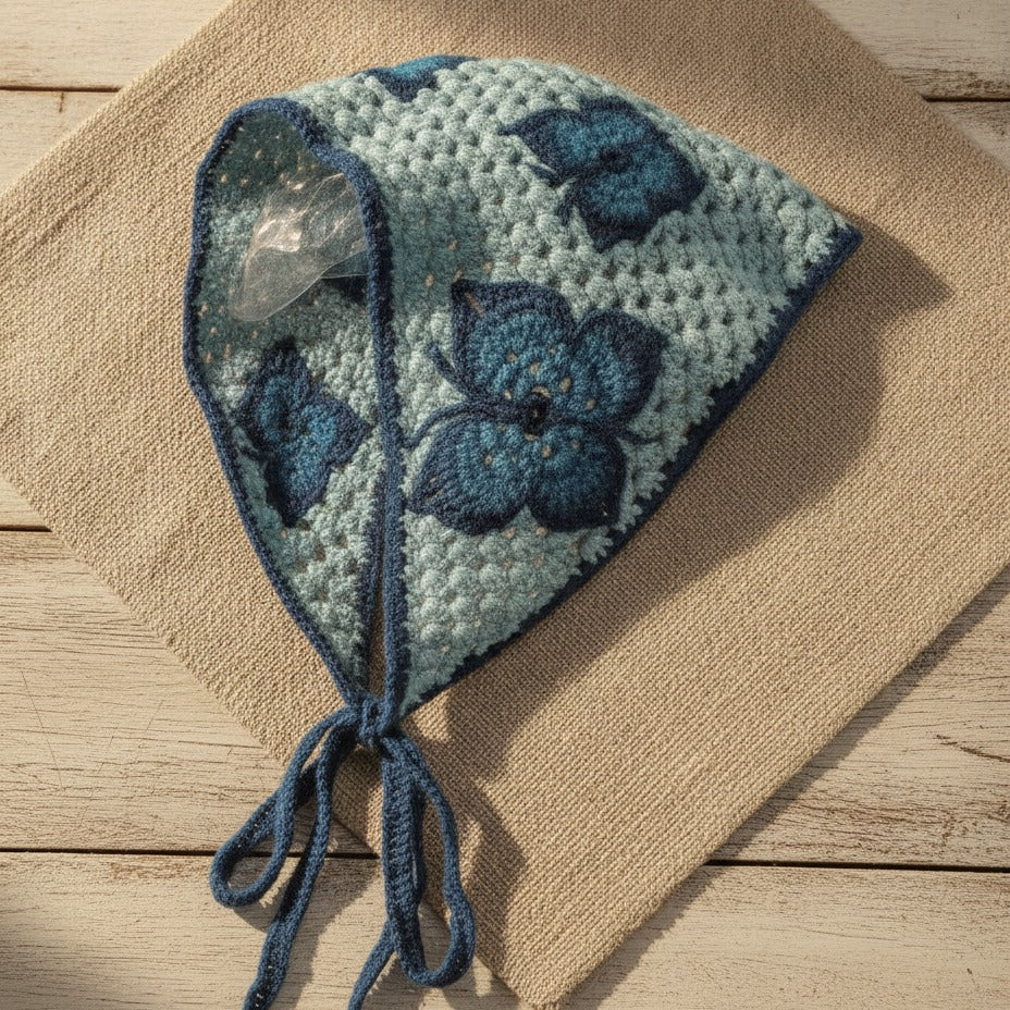 Embroidered Floral Mini Bonnet Headwrap - Type V