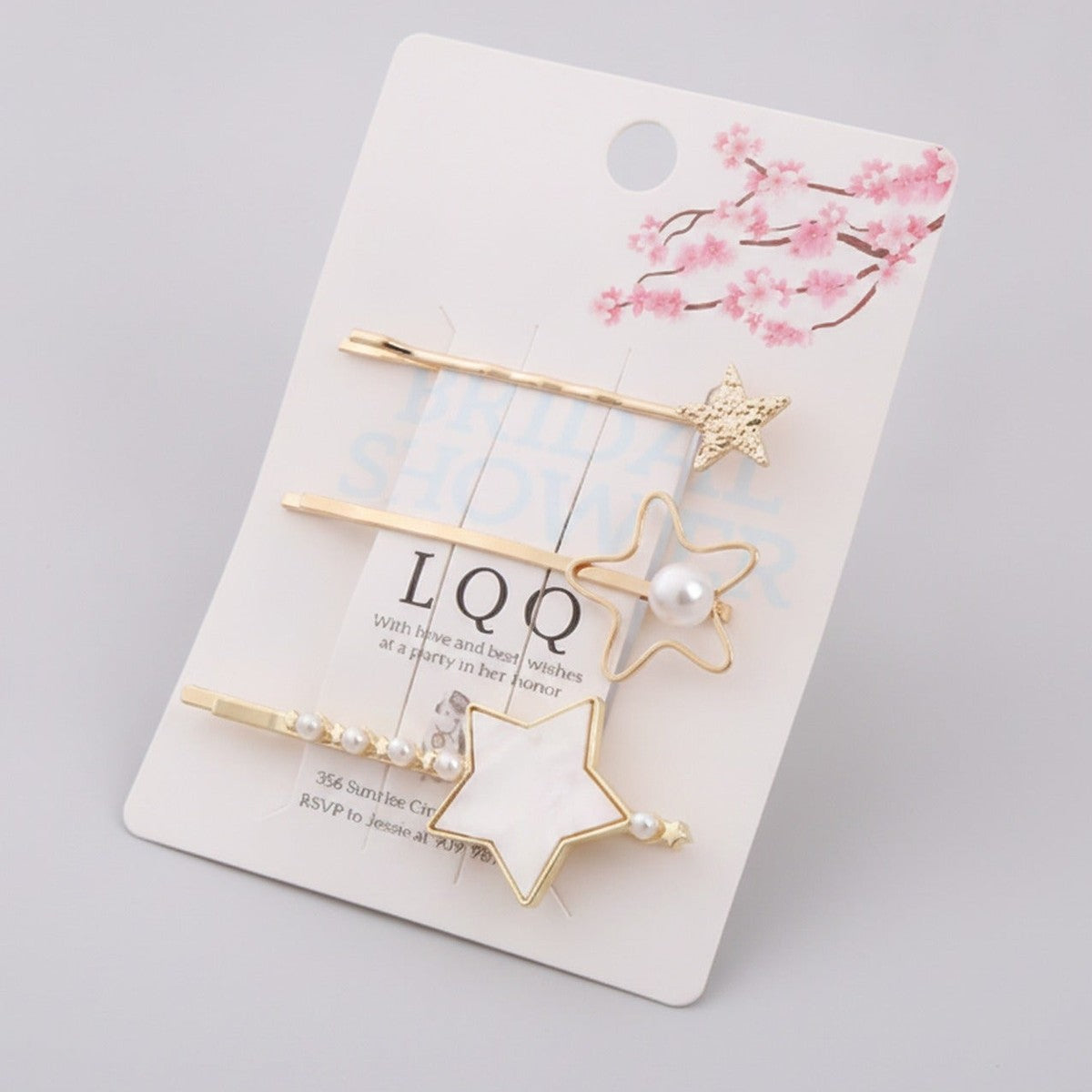 Gold Star Hair Clips With Flower Aesthetic – hair accessories (view 1)