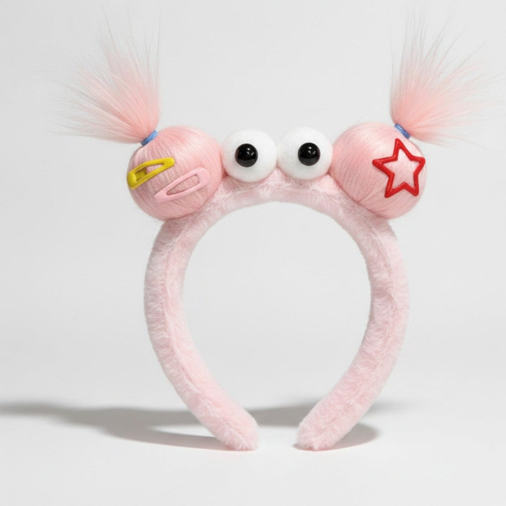 Fuzzy Hairband With Star And Hair Clips - Pink – hair accessories (view 1)