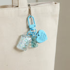 Candy Bear Heart Charm Keychain - Blue