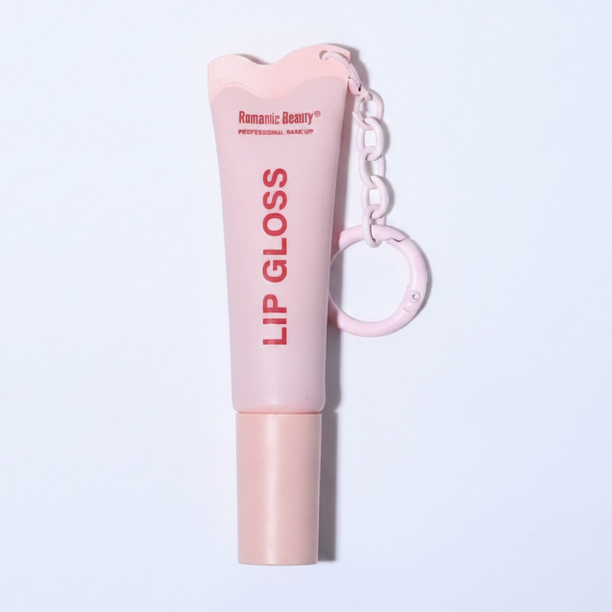 Pink Lip Gloss Tube With Charm Keychain – Korean beauty tool