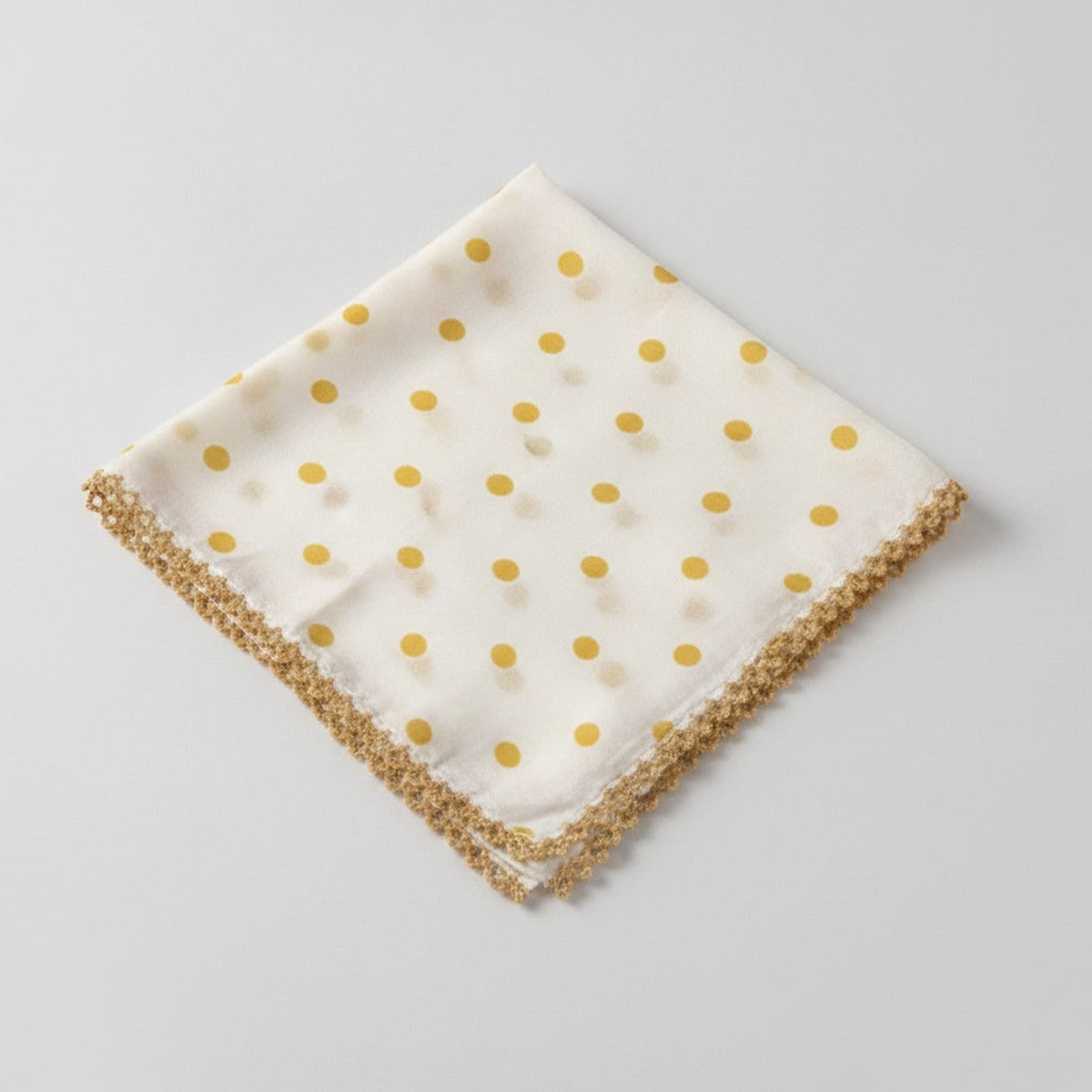 Gold Polka Dot Scarf With Crochet Trim – scarves & belts (view 1)