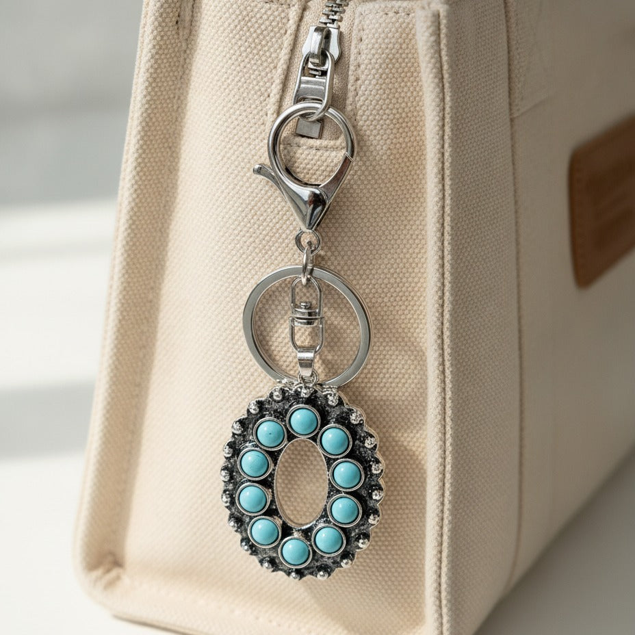Western Turquoise Flower Keychain - Type 2