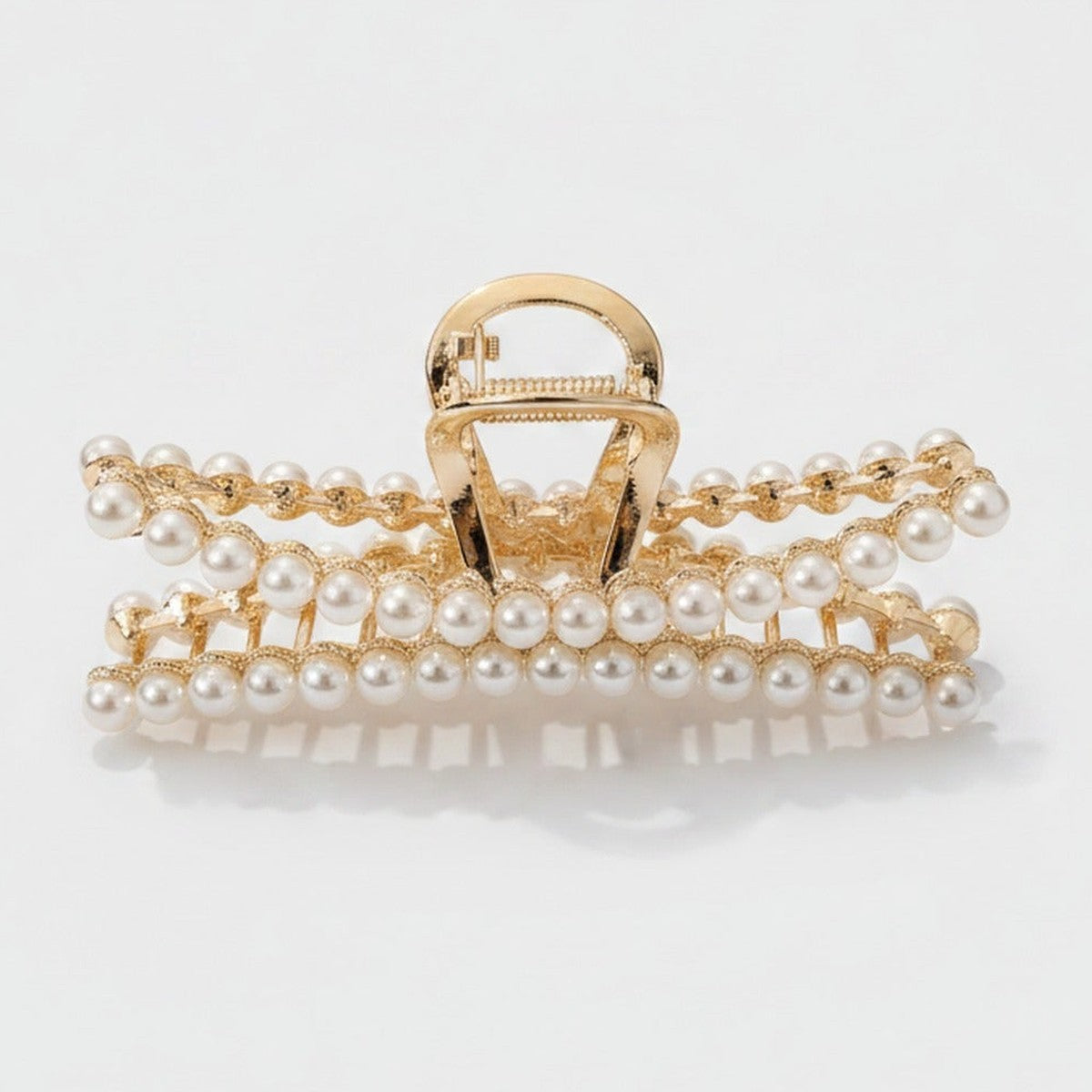 Pearl Beaded Gold Hair Claw Clip – hair accessories (view 1)