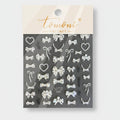 White Pearl Bow Heart Nail Art Stickers – Korean nail care (view 1)