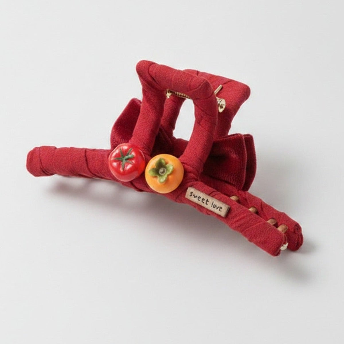 Red Velvet Hair Claw With Tomato Charm – hair accessories (view 1)
