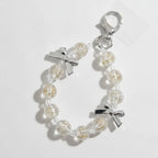 Beaded Cross Charm Keychain - Gold & Silver