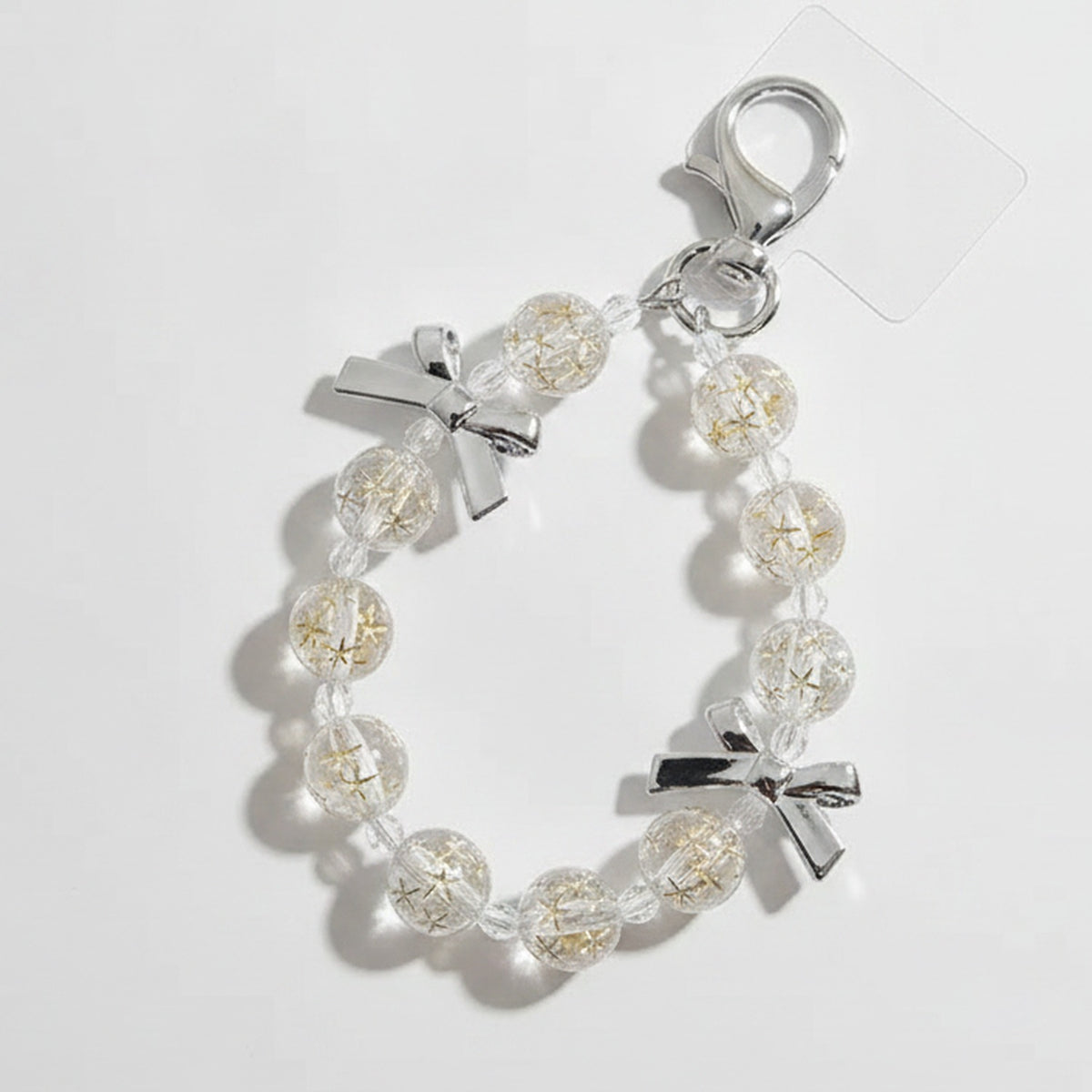 Beaded Cross Charm Keychain - Gold & Silver