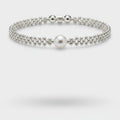 Silver Beaded Bracelet With Pearl Accent – jewelry (view 1)