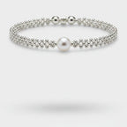 Silver Beaded Bracelet With Pearl Accent – jewelry (view 1)
