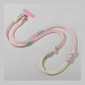 Rope Phone Strap With Beaded Detailing - Pink Beige Adjustable Crossbody/Lanyard/Wristlet – tech (view 1)
