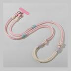 Rope Phone Strap With Beaded Detailing - Pink Beige Adjustable Crossbody/Lanyard/Wristlet – tech (view 1)