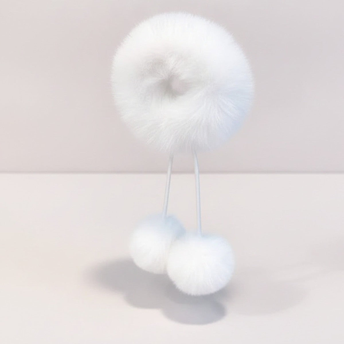 Fluffy Pom Pom Hair Clip Set White – hair accessories (view 1)