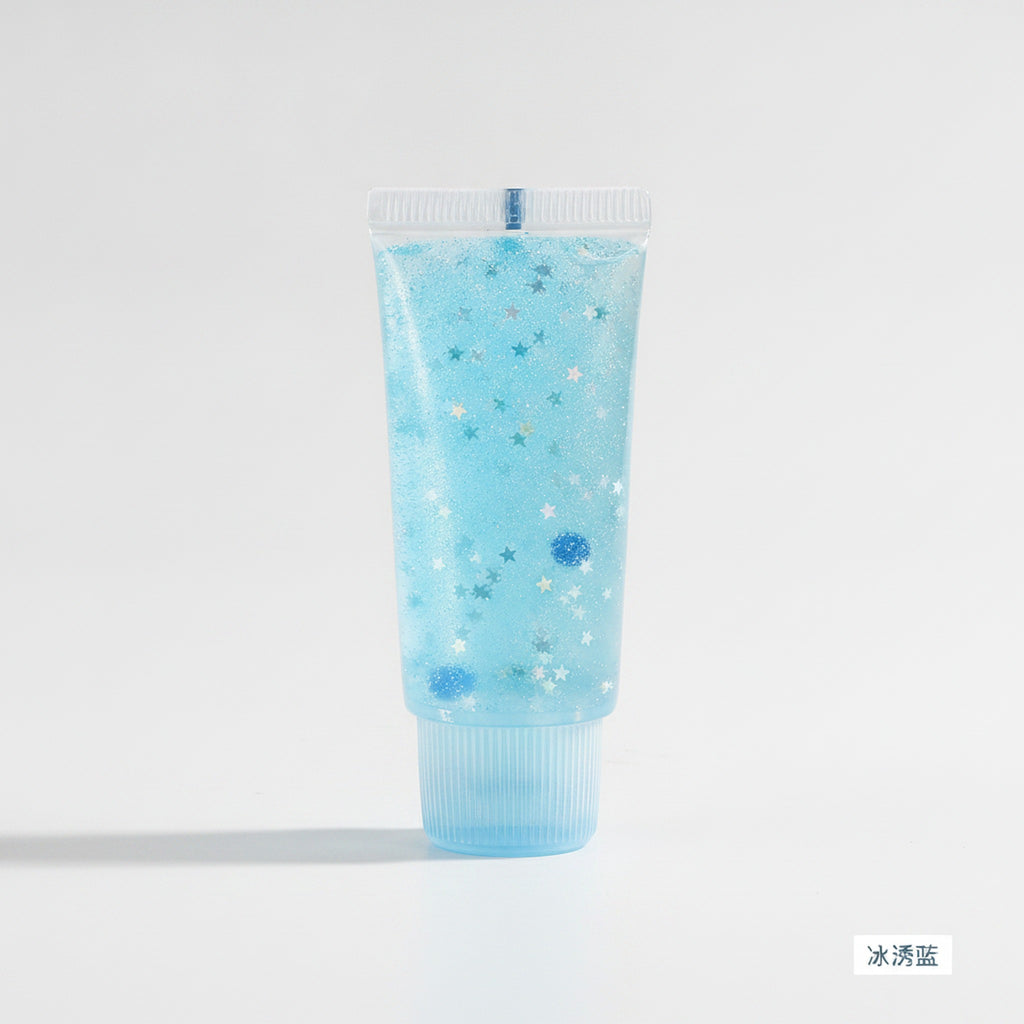 Starry Glitter Squishy Tube - Icy Blue