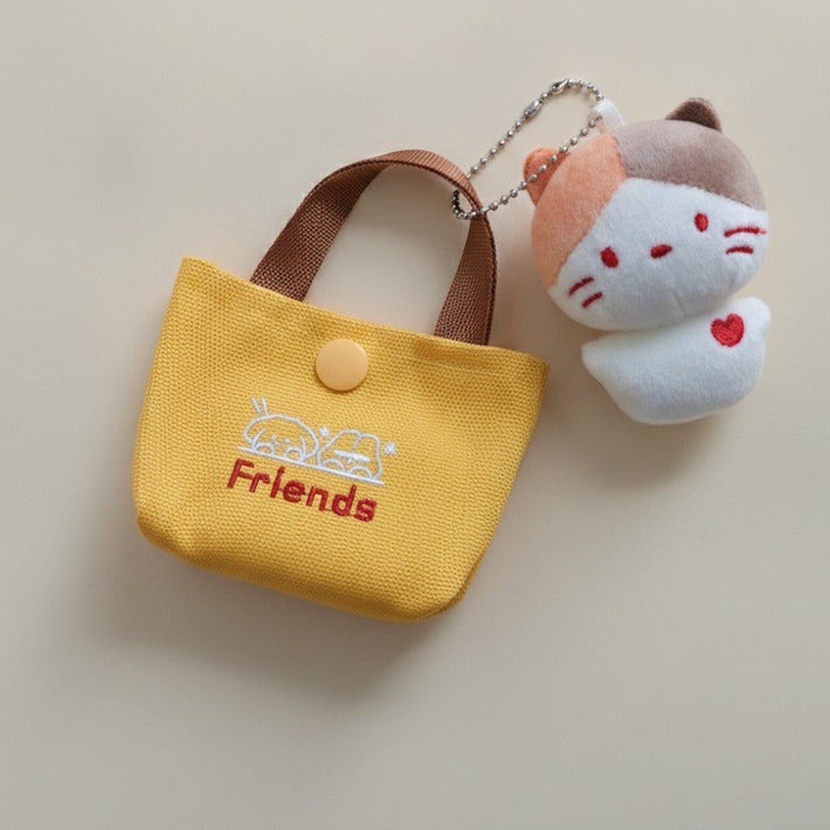 Mini Canvas Bag and Cat Plush Keychain Set – novelty & toys (view 1)