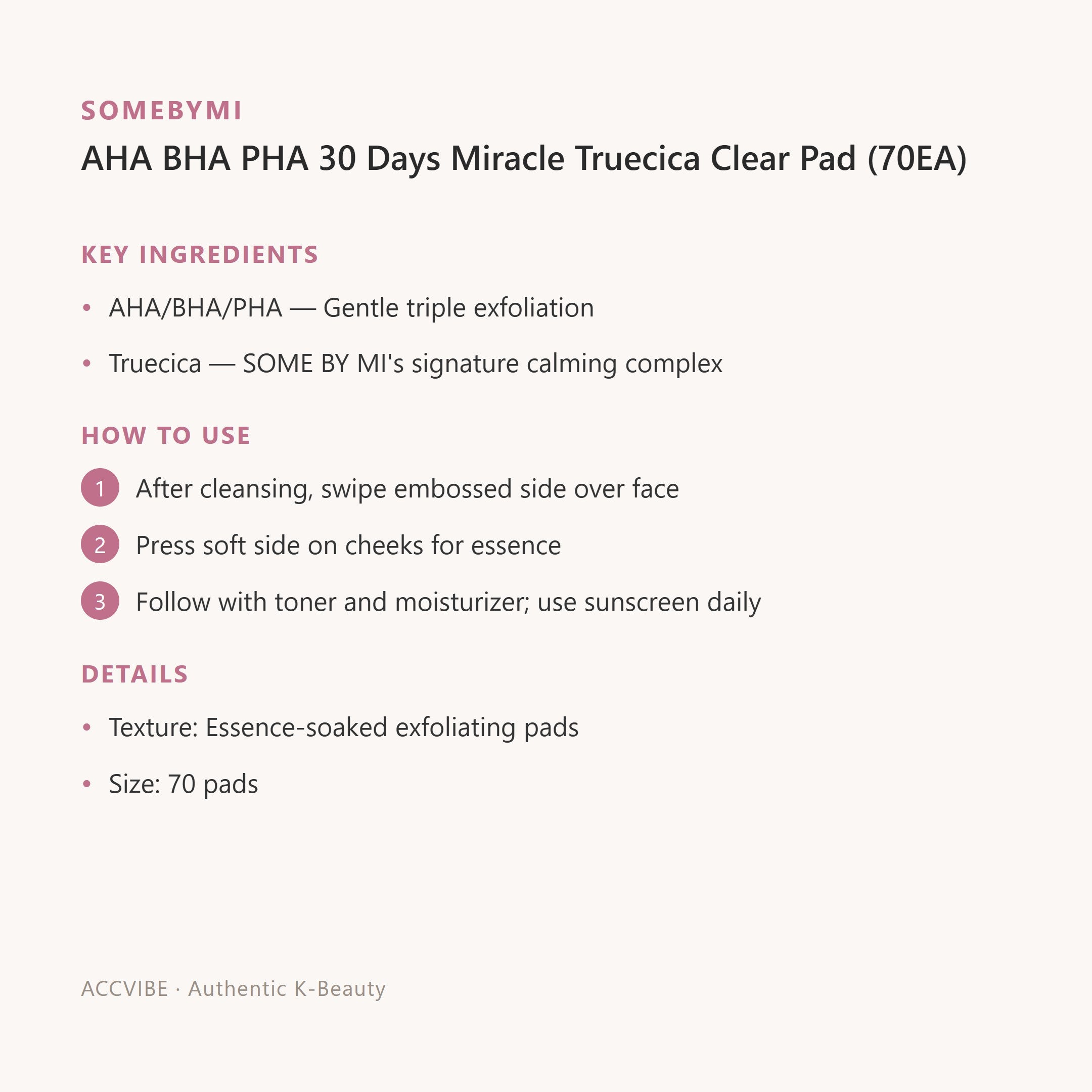 AHA BHA PHA 30 Days Miracle Truecica Clear Pad (70EA)