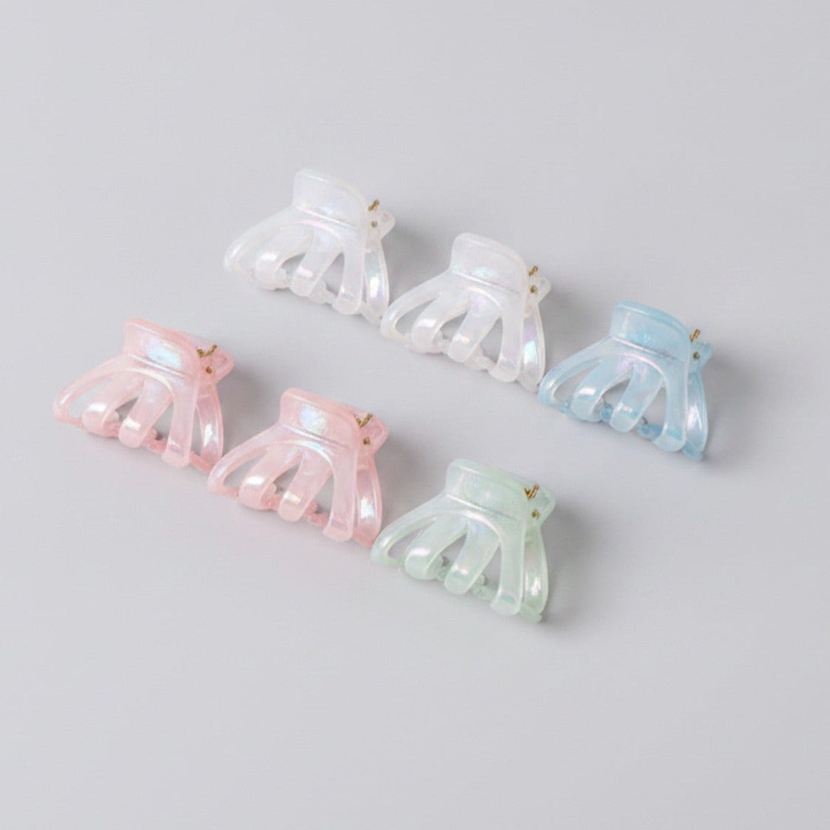 Mini Claw Clip Set – 6 Pack - Clear & Peach – hair accessories (view 1)