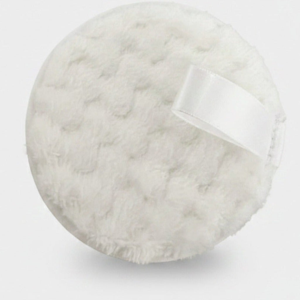 Fluffy White Makeup Remover Pads With Velcro Closure – Korean beauty tool (view 1)