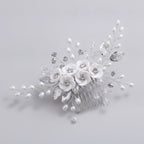 Pearl Flower Hair Comb Set - White Pearl